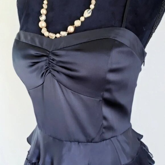 Armani Exchange Black Tiered 100% Silk Dress Sz 8 - Picture 2 of 5